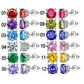 Women Birthstone Stud Earrings Jewelry Birthday Gifts 925 Sterling Silver